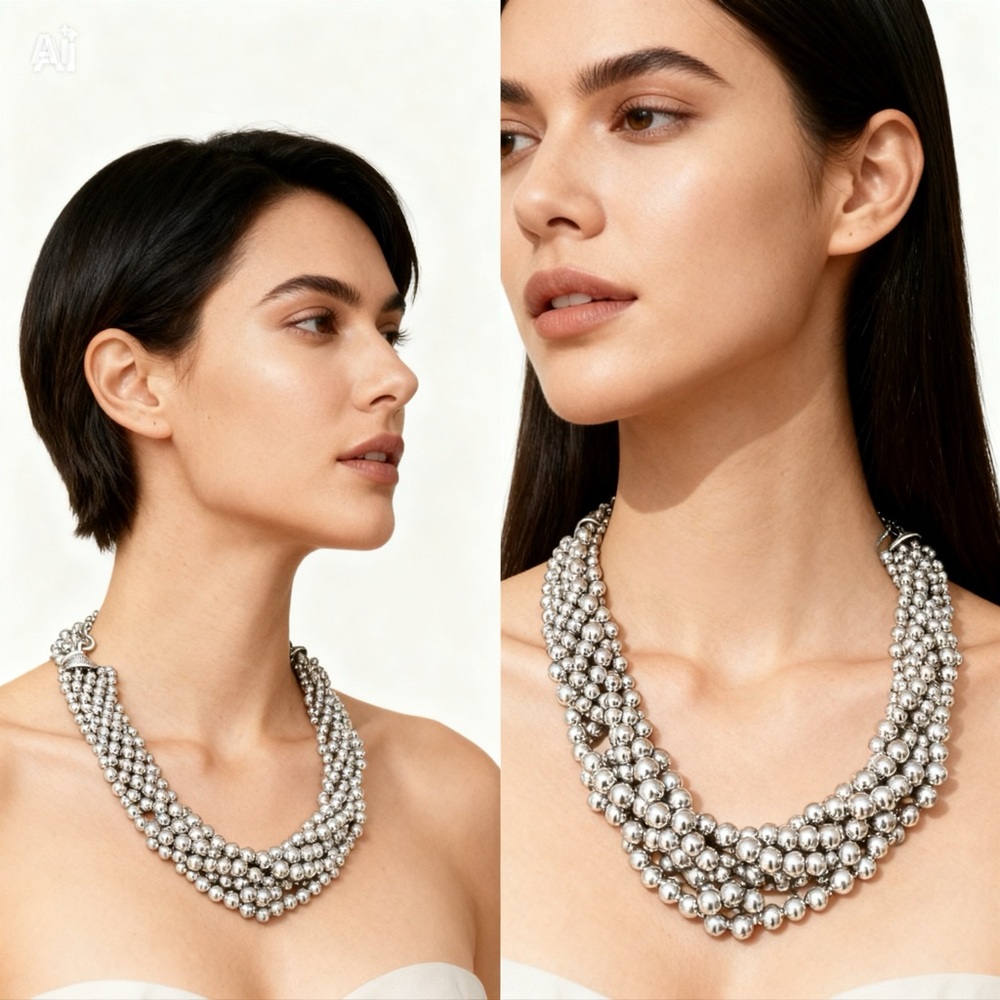 Chic Silver Beaded Necklace